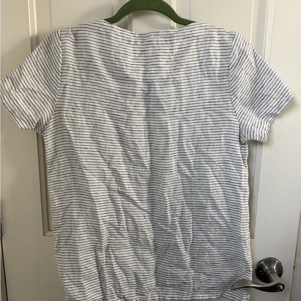 Not Perfect Linen Striped Blouse Medium - Picture 3 of 3